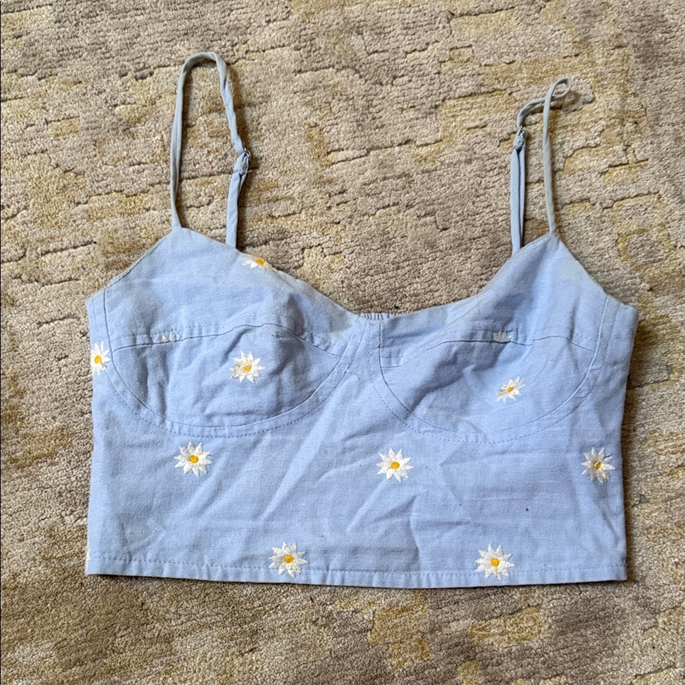 Stradivarius Light Blue Floral Camisole